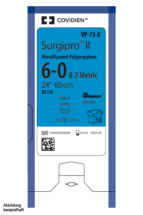 Surgipro II monofil P-13 5/0=1, blau