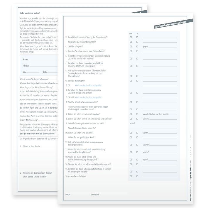 Mutterschaftsanamnesebogen DIN A4 (100 Stck.)