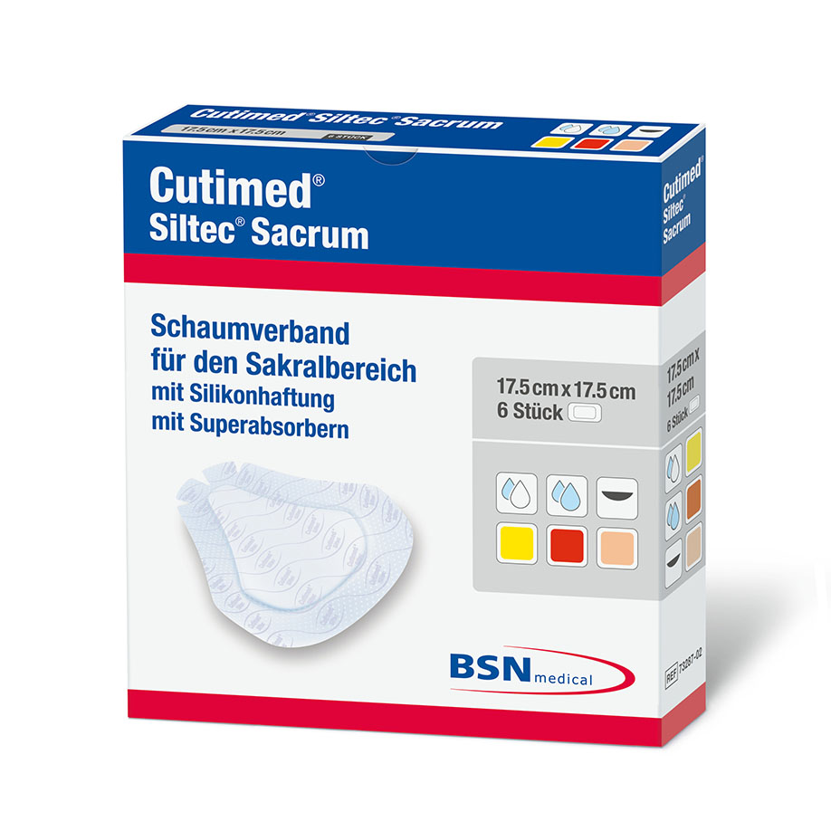 Cutimed Siltec Sacrum Schaumverband 17,5 x 17,5 cm, steril (6 Stck.)