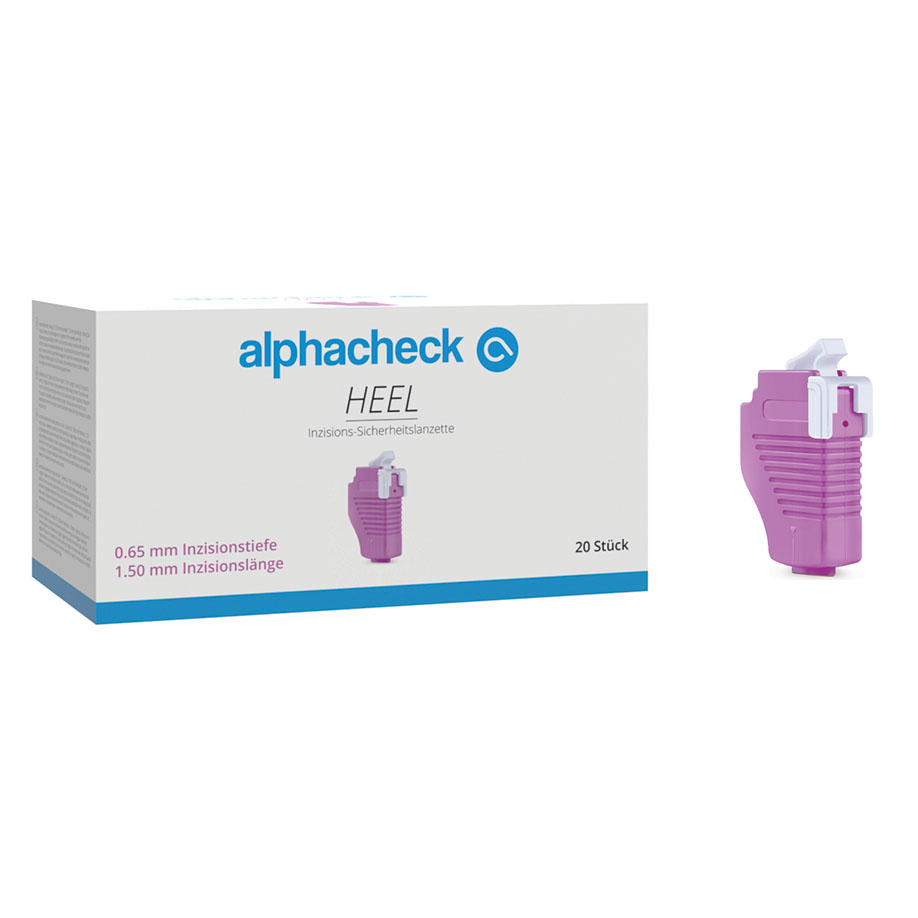 alphacheck HEEL Inzisions-Sicherheits- lanzetten 0,65 x 1,50 mm (20 Stck.)