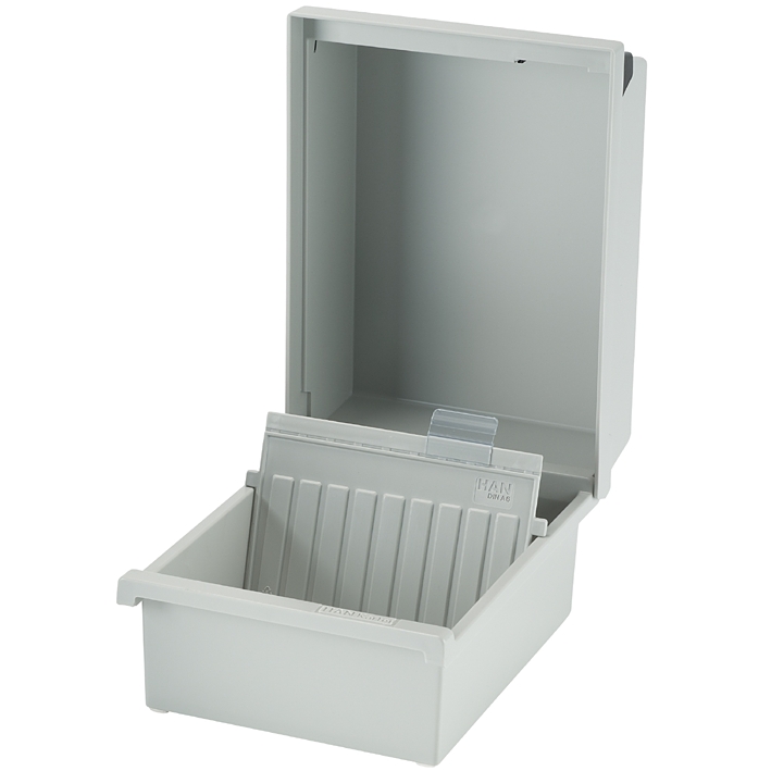 Karteikasten DIN A6 quer lichtgrau für 800 Karten