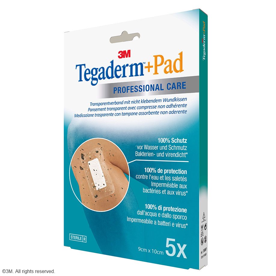 3M Tegaderm + Pad Transparentverband, 9 x 10 cm (5 Stck.)