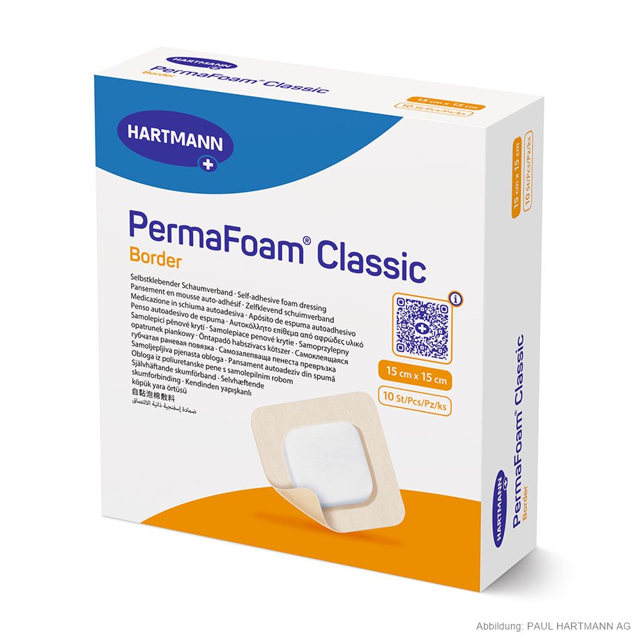 PermaFoam Classic Border Schaumverband steril 15x15 cm (10 Stck.)