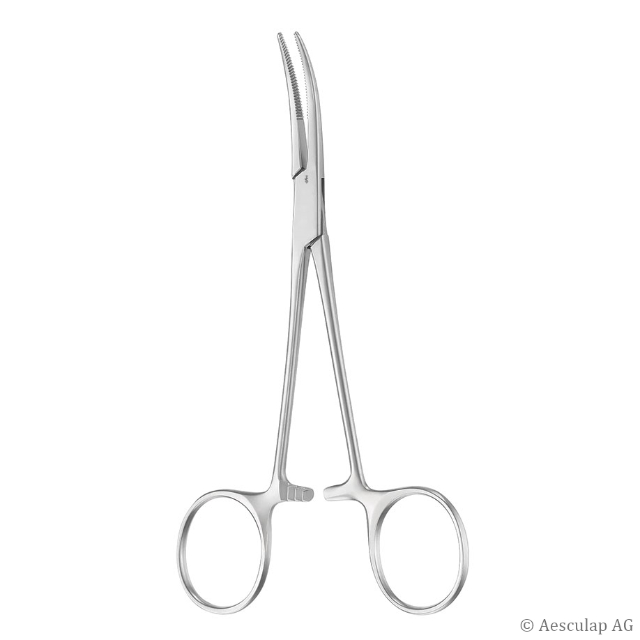 KELLY Arterienklemme, gebogen, 14 cm, fein, gerieft