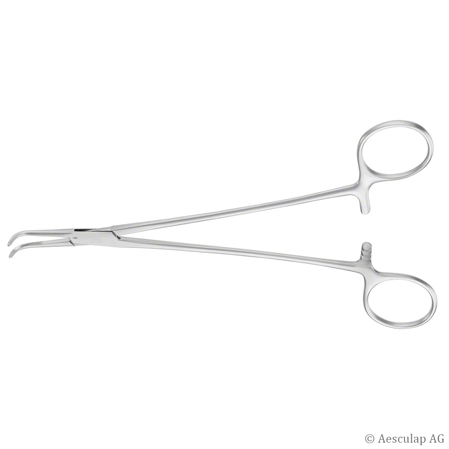 BABY-ADSON Präparier- und Fadenklemme, gebogen, 18 cm