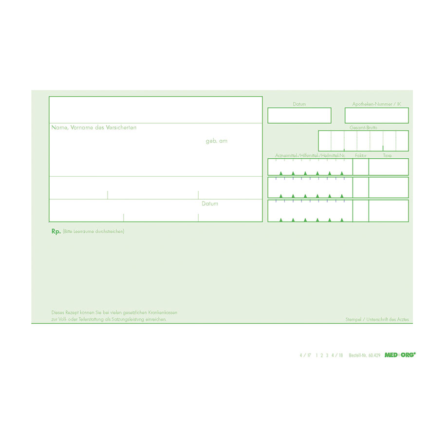 Privatrezept-Formulare grün