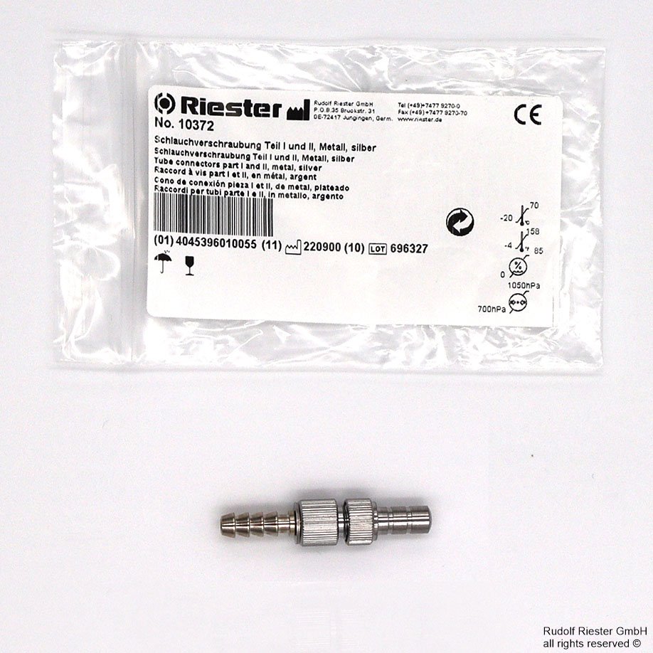 Schlauchverschraubung Teil I (kurz) und Teil II (lang), verchromt