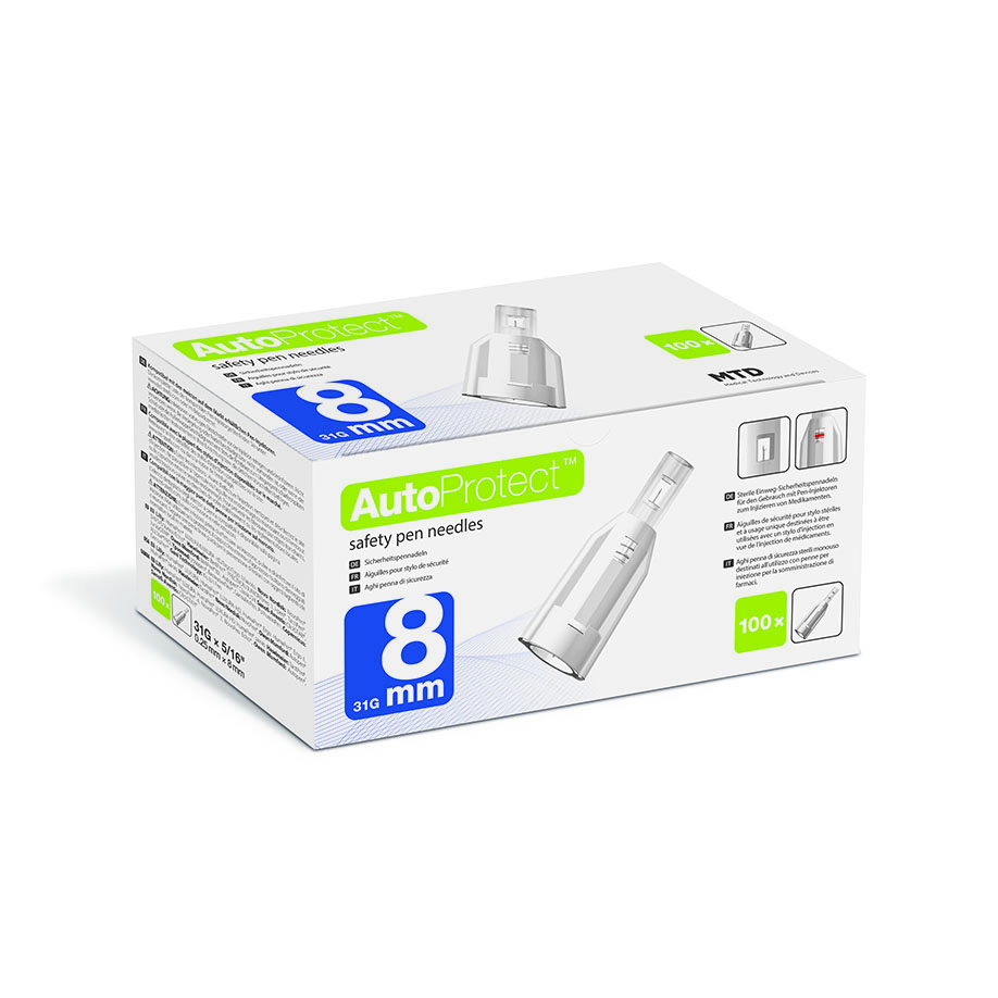 mylife AutoProtect 0,25 x 8 mm, Sicherheits-Pen-Nadeln  31 G (100 Stck.)