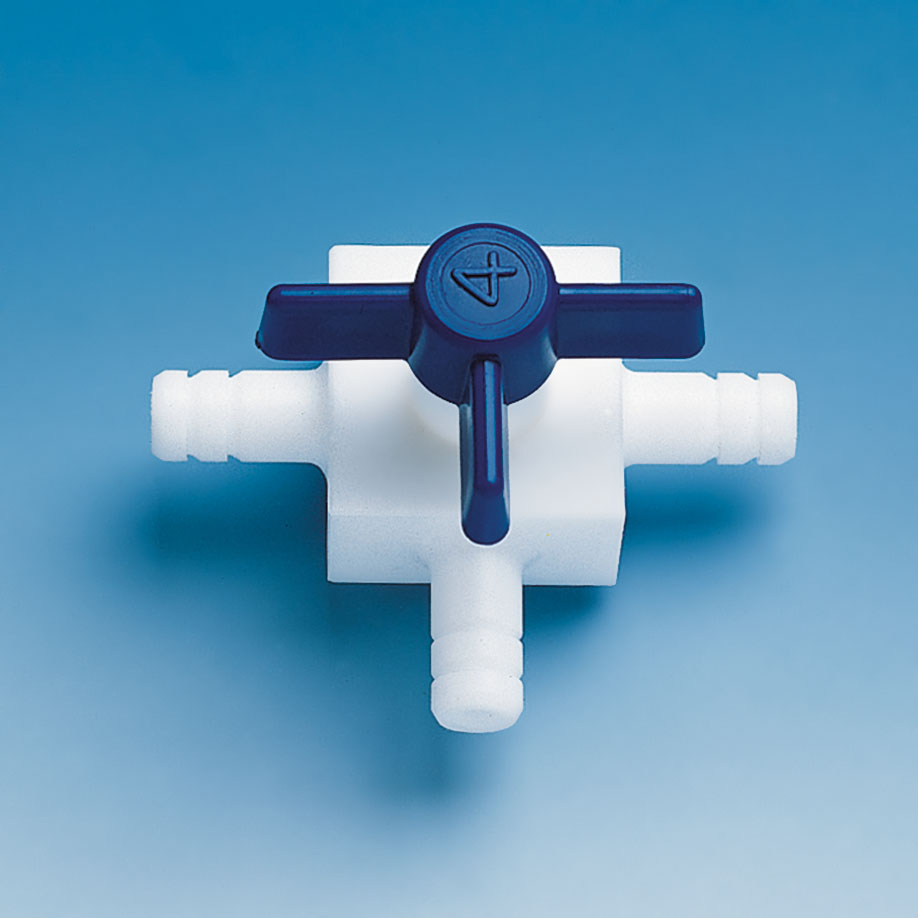 Dreiweg-Hahn mit Oliven, PTFE,