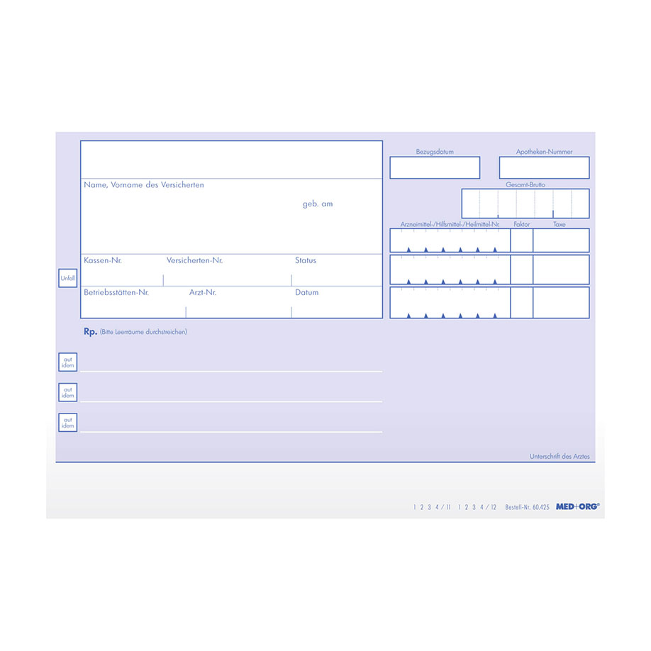Privatrezept-Formulare blau