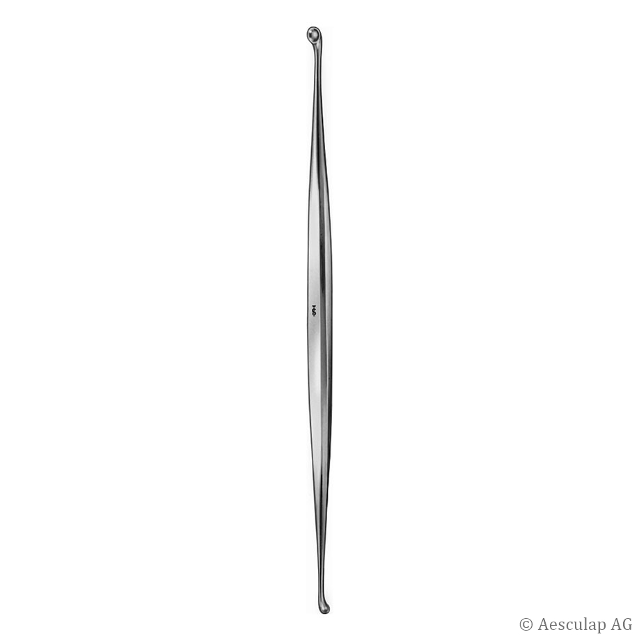 JANSEN scharfer Löffel, gerade, 160 mm, spitz/spitz, doppelendig