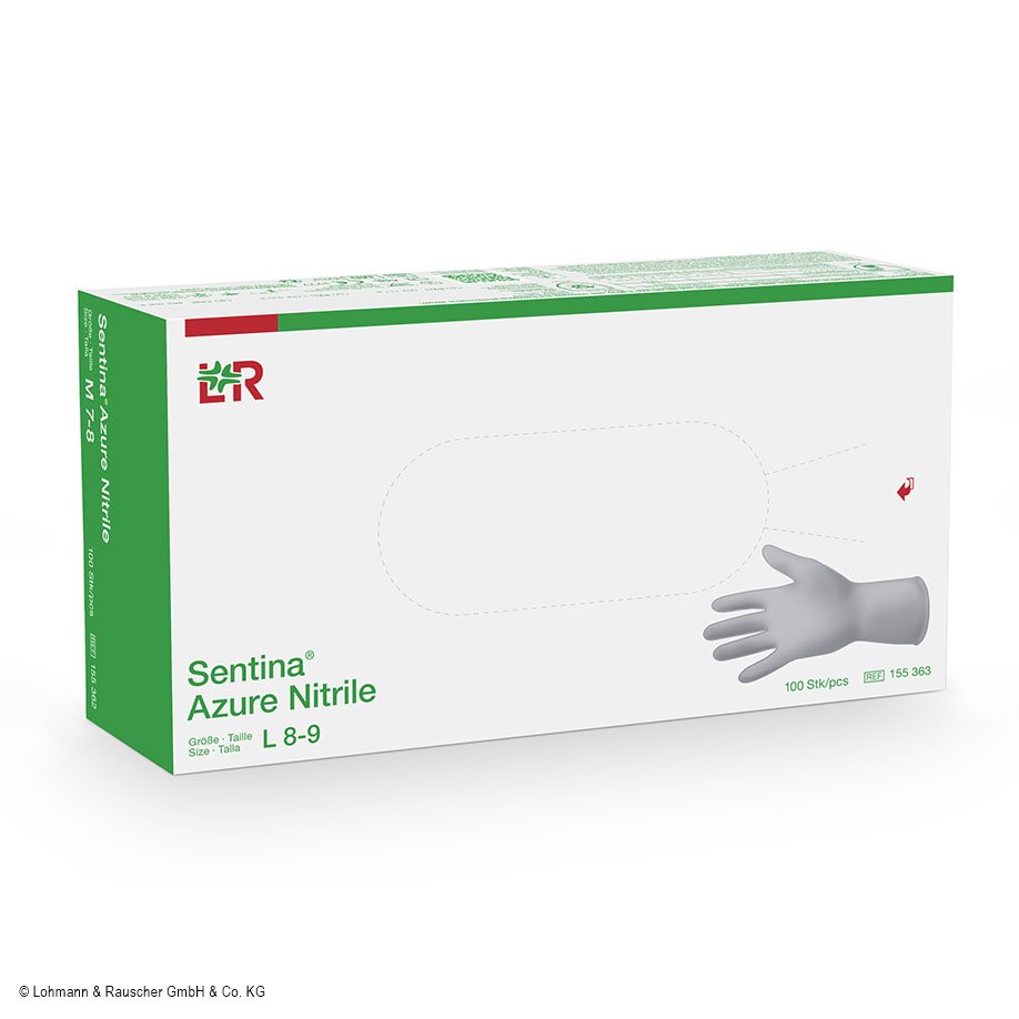 Sentina Azure Nitrile U.-Handschuhe unsteril PF Gr. 8-9 L (100 Stck.)