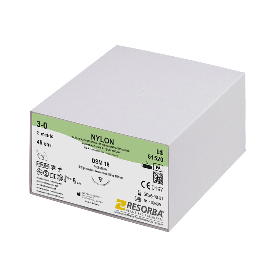 NYLON DSM 18 3/0=2 schwarz monofil,