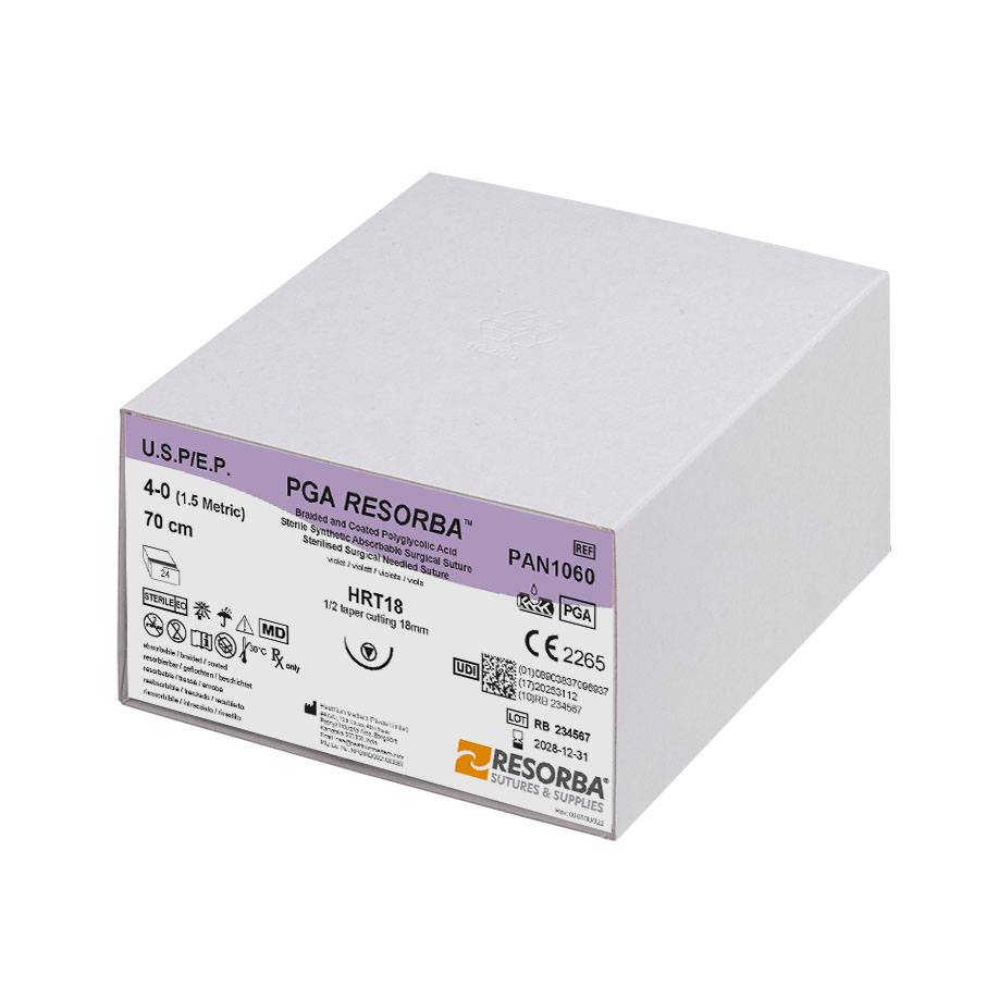 PGA-RESORBA HRT 18 4/0=1,5 violett, Nahtmaterial Fadenlänge 70 cm (24 Stck.)