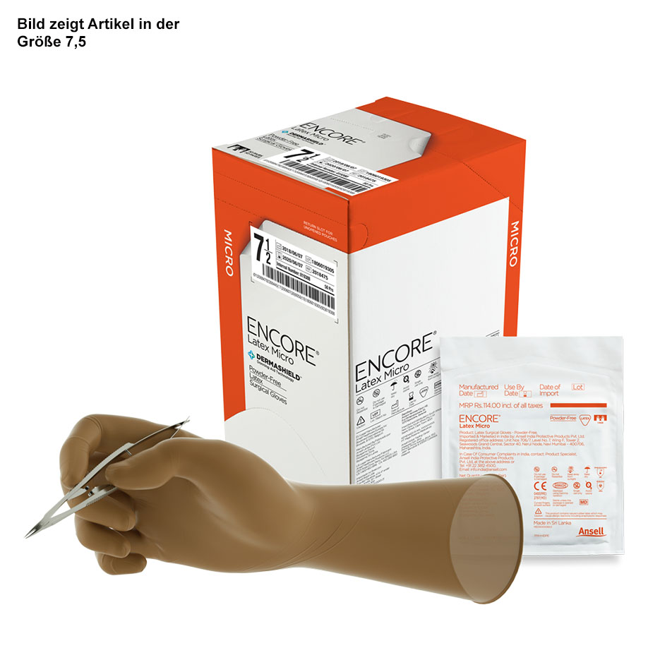 Encore Latex Micro OP-Handschuhe, puderfrei, steril, Gr. 6,5 (50 Paar)