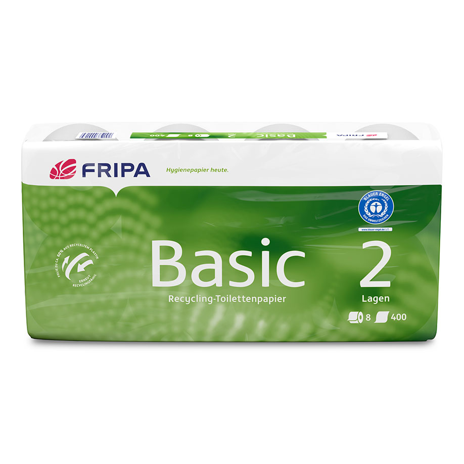 Fripa - Toilettenpapier basic, 2-lagig (8 Pack à 8 x 250 Bl.)