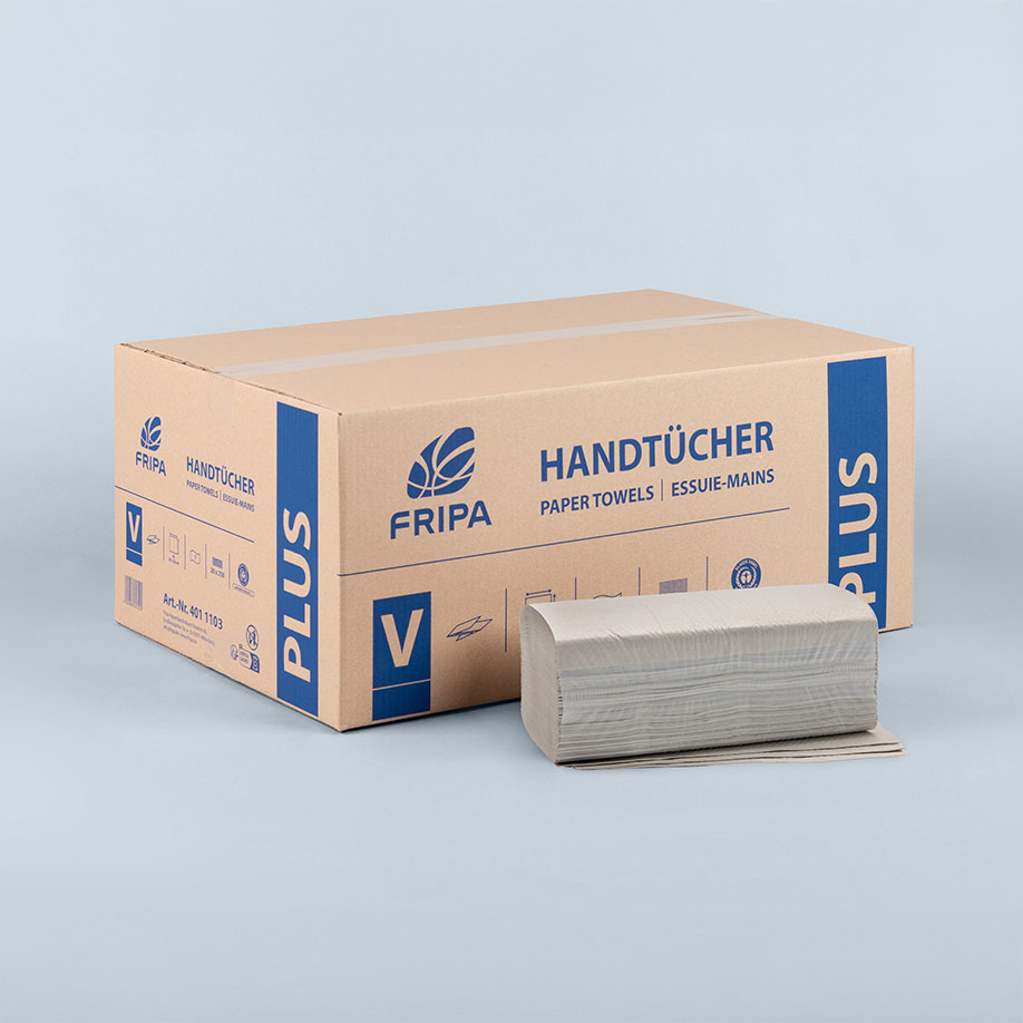 Fripa - Papierhandtücher Plus 1-lagig naturell 25 x 23 cm (20 x 250 Stck.)