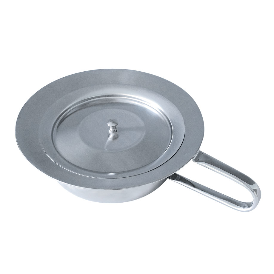 Stechbecken mit Hohlgriff und Deckel