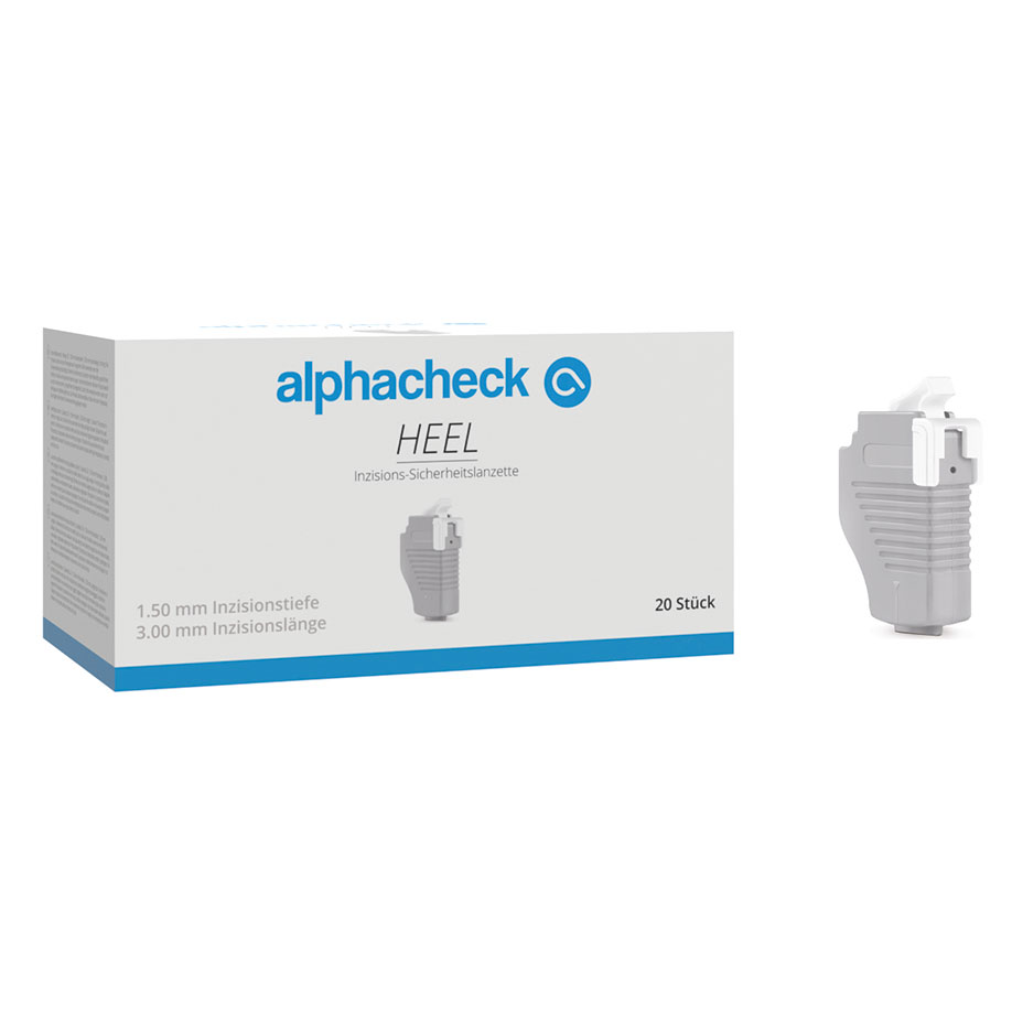 alphacheck HEEL Inzisions-Sicherheits- lanzetten 1,50 x 3,00 mm (20 Stck.)