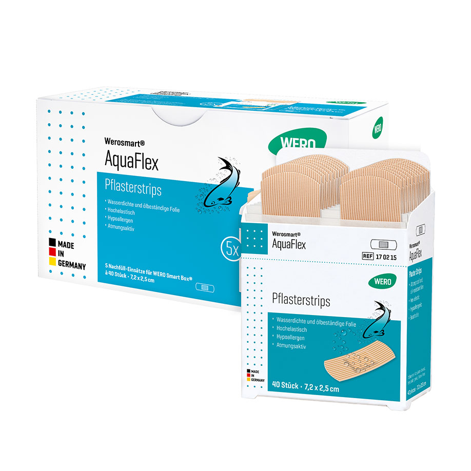 Werosmart AquaFlex Pflasterstrips, beige, 7,2 x 2,5 cm (5 x 40 Stck.)