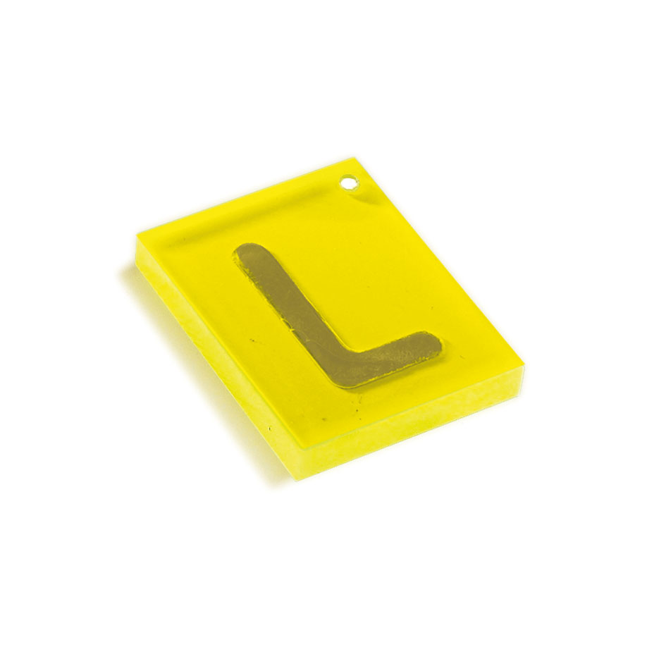 Bleischablone rechteckig, Buchstabe L
