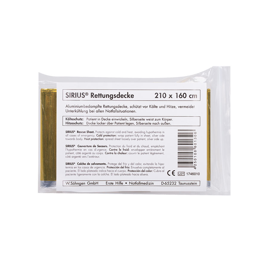SIRIUS-Rettungsdecke silber-gold ca. 210 x 160 cm