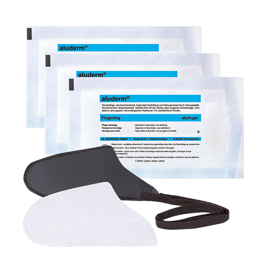 aluderm alufinger steril Set 2 (3 alufinger + 1 Kunstlederfingerling)