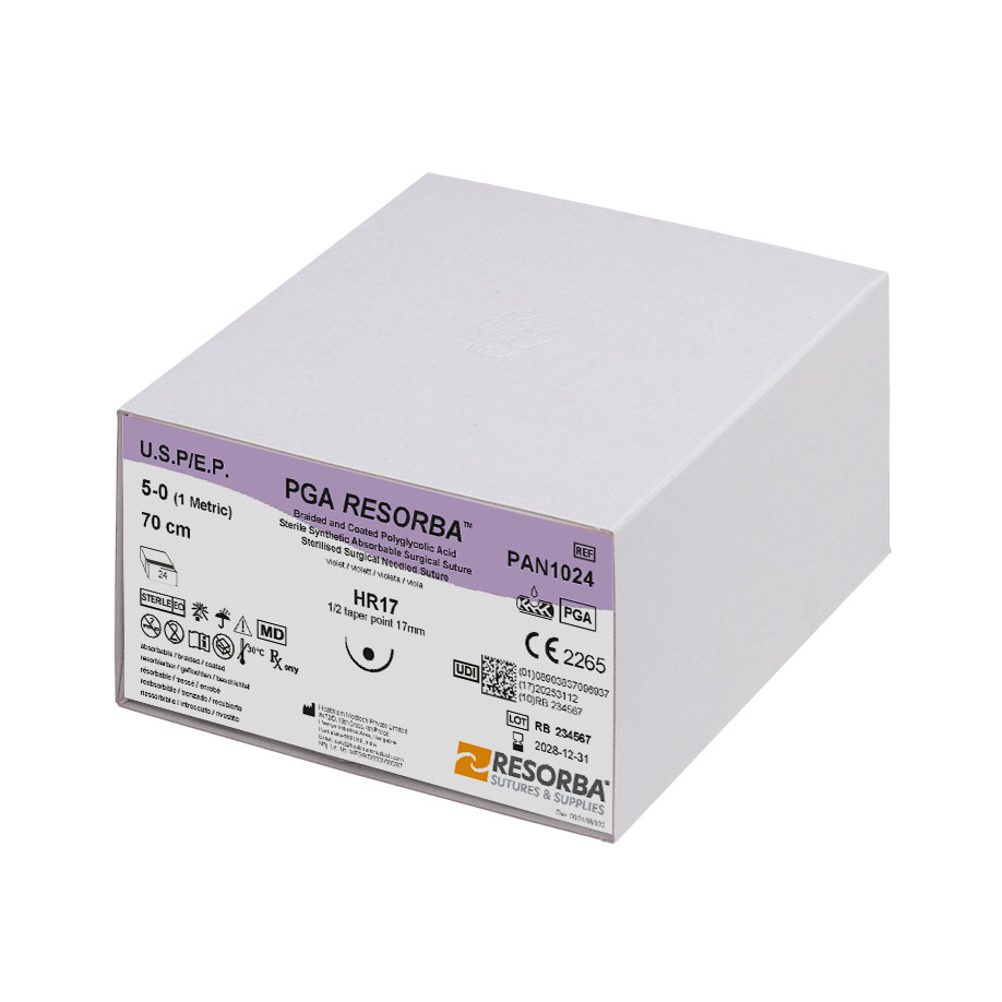 PGA-RESORBA HR 17 5/0=1 violett, Nahtmaterial Fadenlänge 70 cm (24 Stck.)