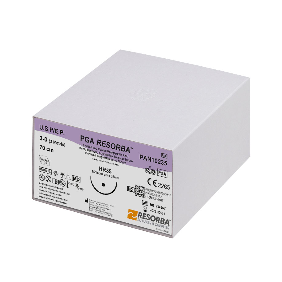 PGA-RESORBA HR 35 2/0=3 violett, Nahtmaterial Fadenlänge 70 cm (24 Stck.)