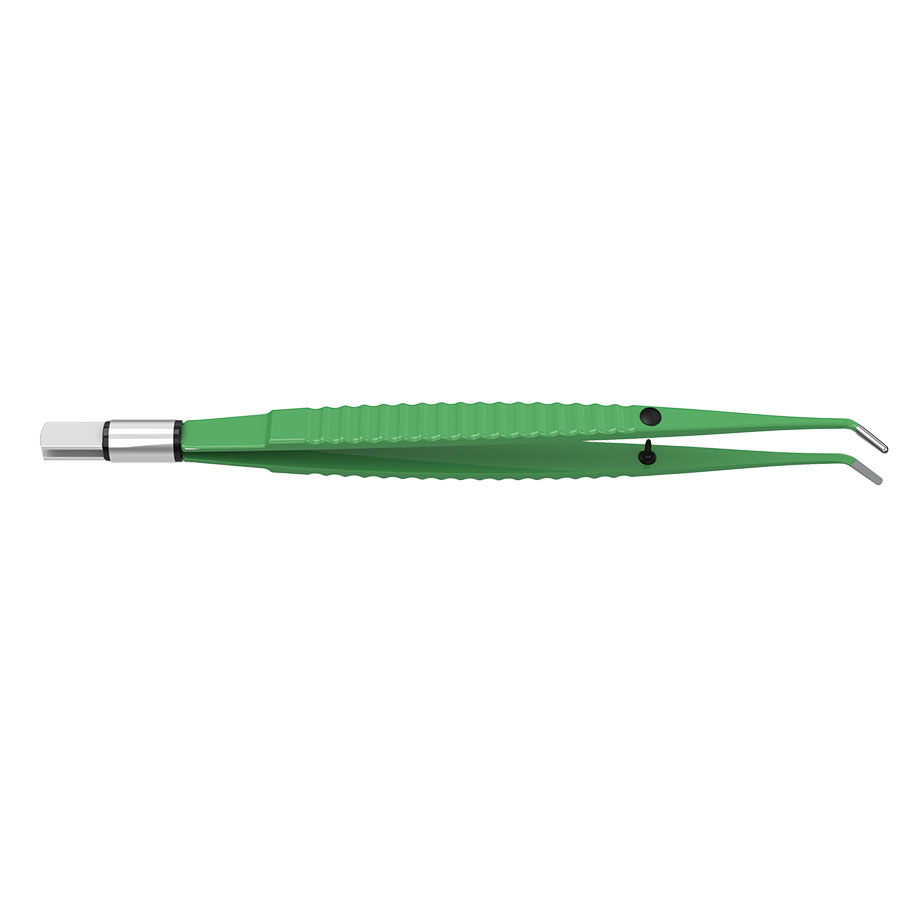 Pinzette bipolar, SiTec, gerade, 195 mm, 8 x 2 mm, 45° abgewinkelt