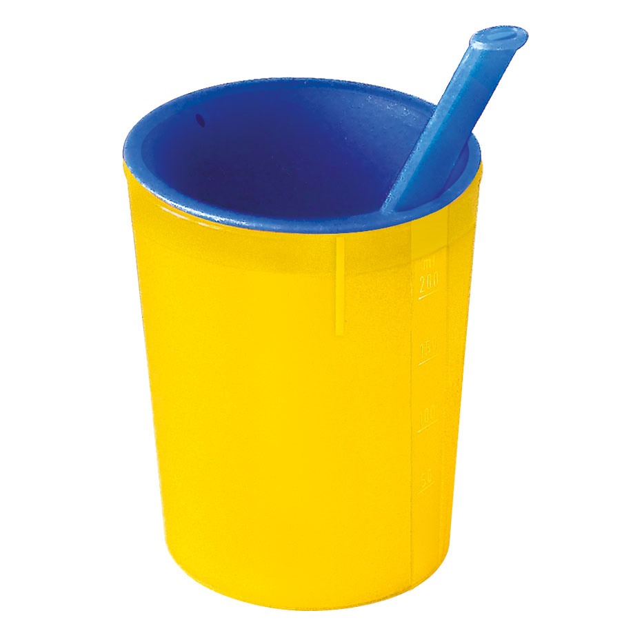 medizinische Trinkhilfe gelb-blau