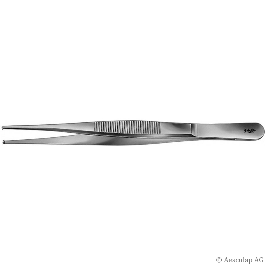 chir. Pinzette, mittelbreit, 1 x 2 Zähne