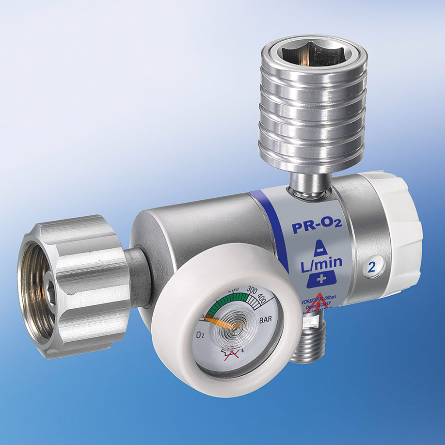 Druckminderer O2, kurzer Anschluss,