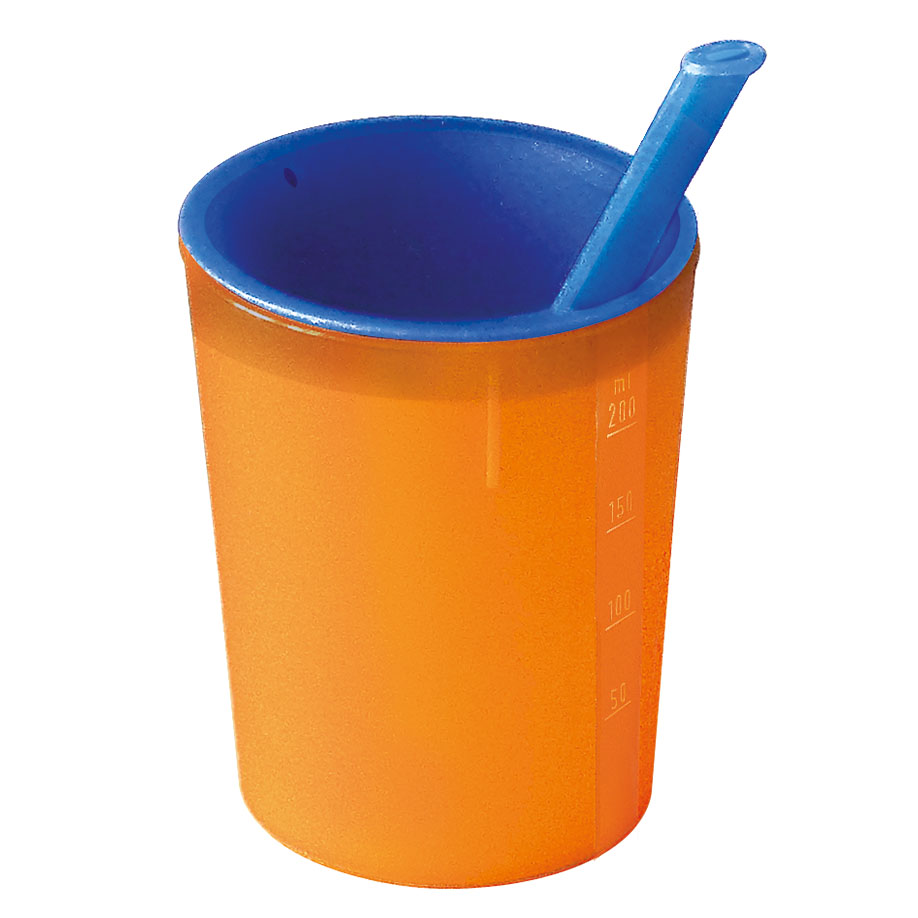 medizinische Trinkhilfe orange-blau