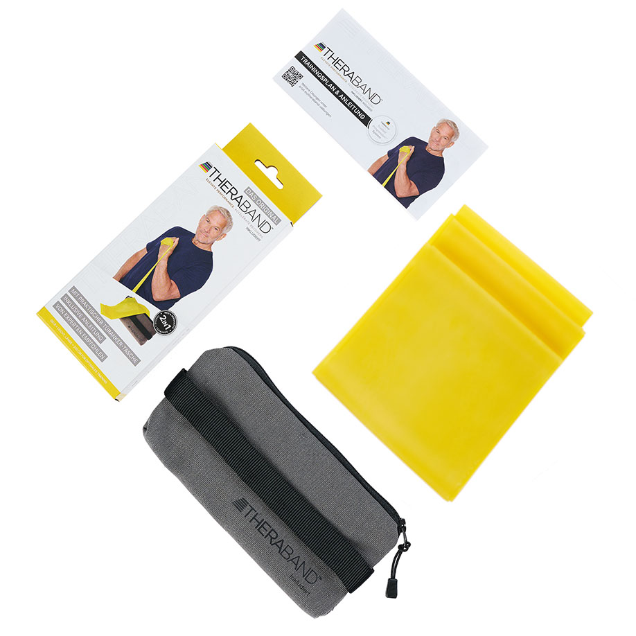 TheraBand 2,5 m, gelb/leicht, inkl. Türanker-Tasche mit Übungsanleitung