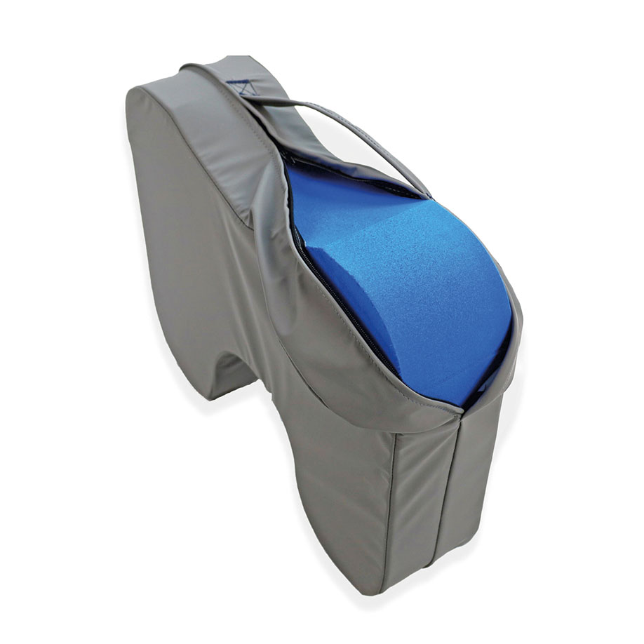 Alpha Bezug für Fußstuhl, grau, mit Reißverschluß und Tragegriff,