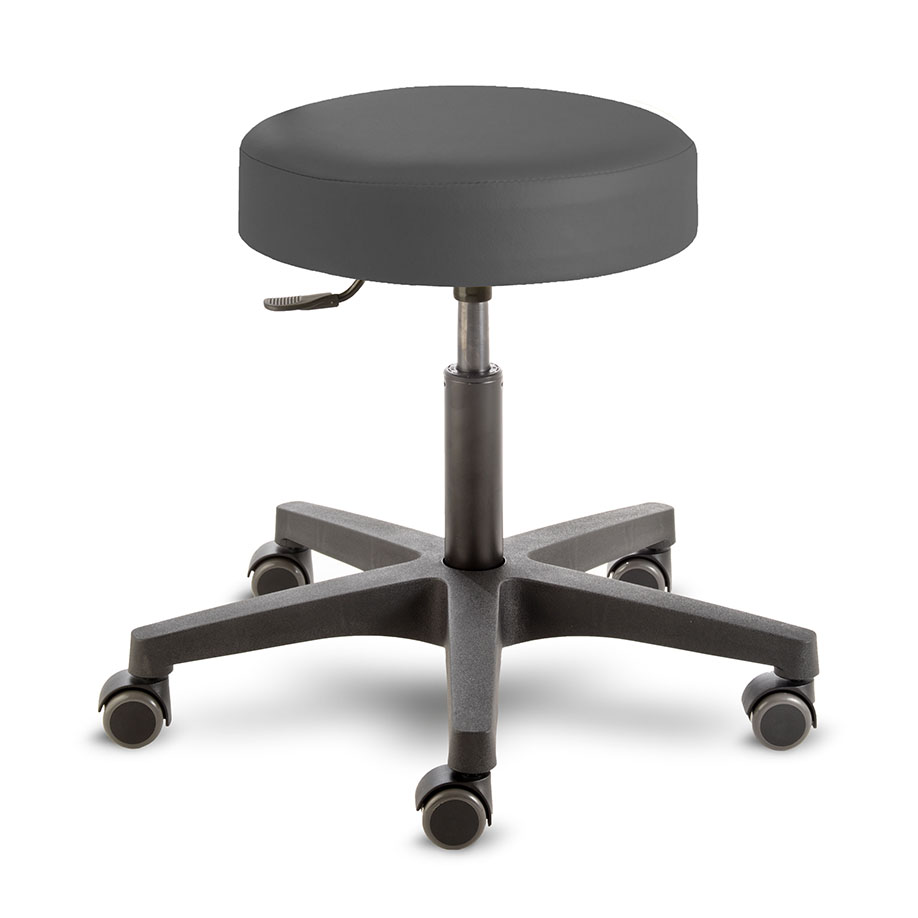 Rollhocker Poppi schwarz, Polsterstärke 80 mm, mit Kunststoff-Fusskreuz, Universal-Doppelrollen