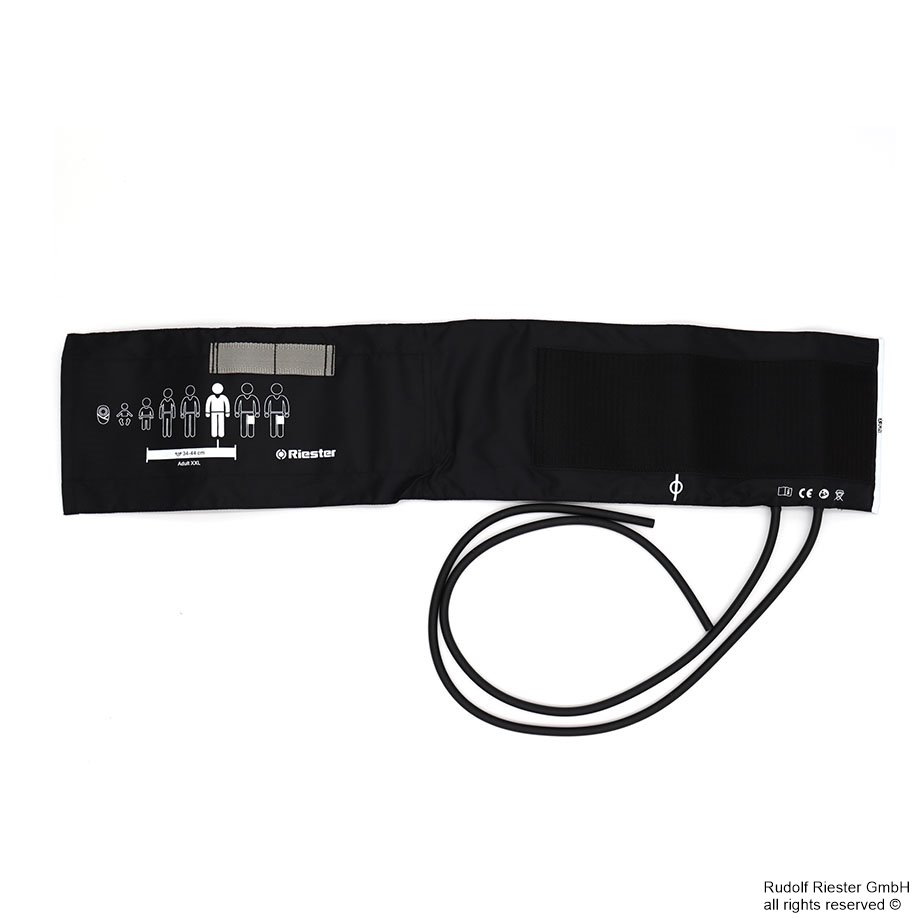 Klettenmanschette Erwachsene starke Arme 70 x 15 cm, 2-Schlauch, schwarz