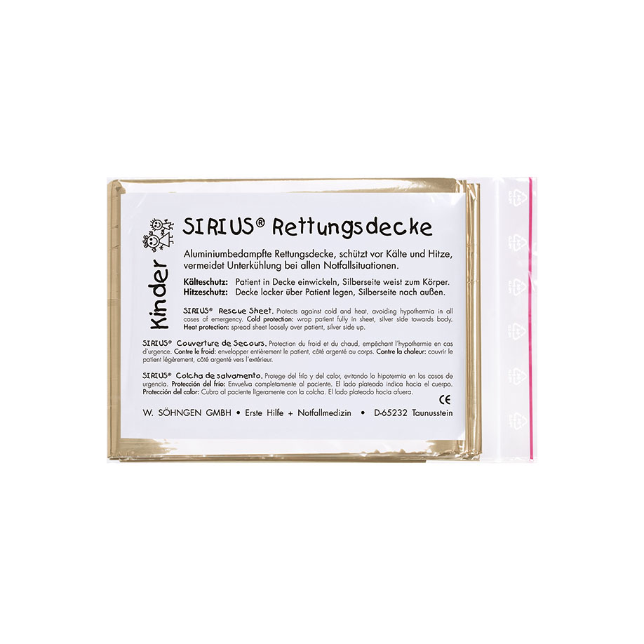 Kinder-SIRIUS-Rettungsdecke silber-gold ca. 160 x 120 cm