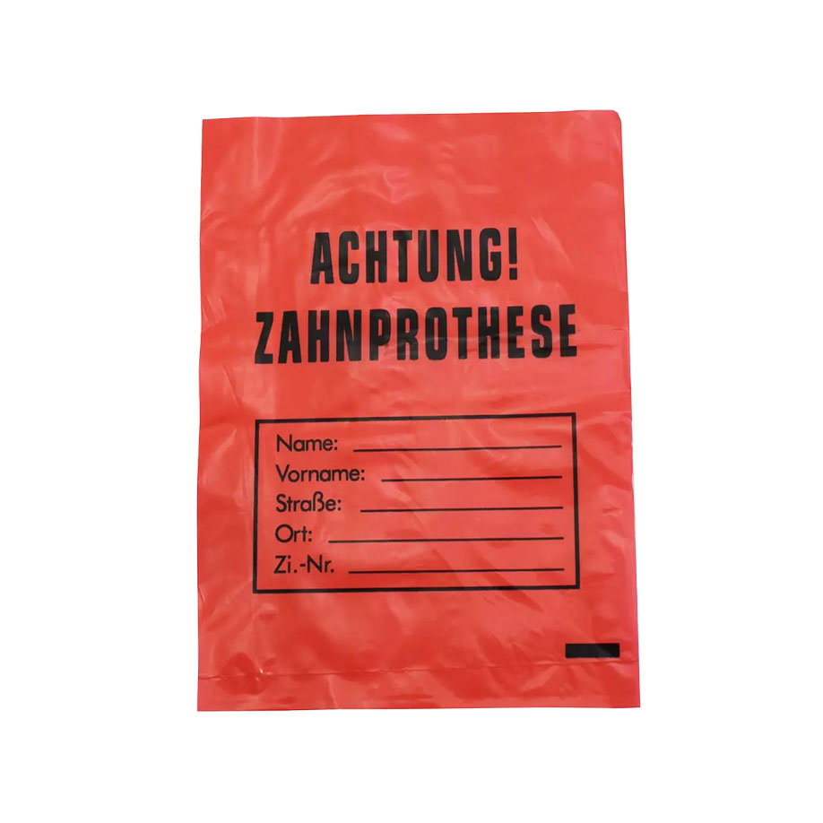 Zahnprothesenbeutel rot, LDPE,