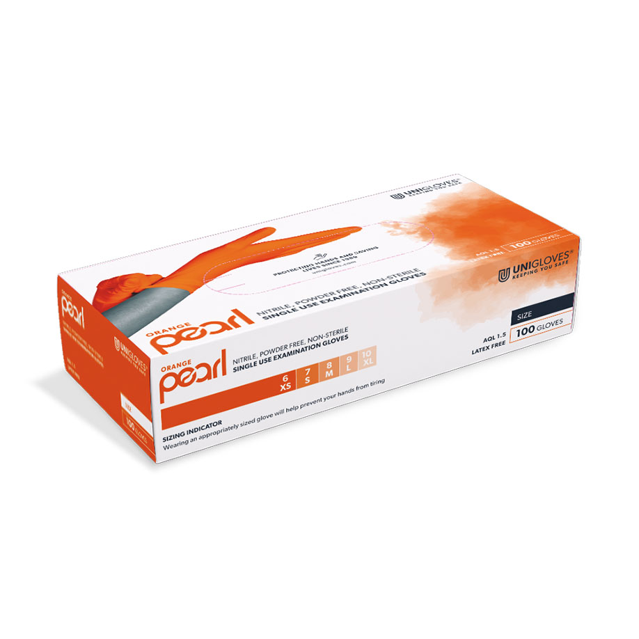 Orange Pearl Nitril U.-Handschuhe Gr. XL