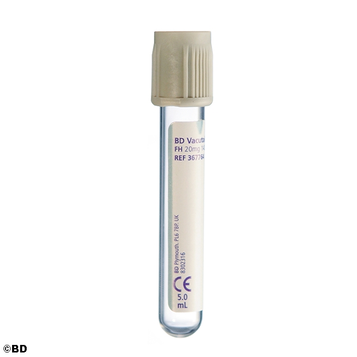 BD Vacutainer Glukoseröhrchen aus Glas, 5 ml, Na-Fluorid, mit Hemogard-Veschluss