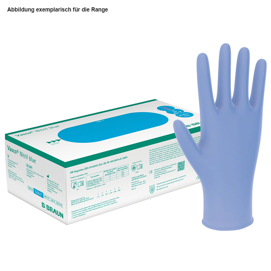 Vasco Nitril blue U.-Handschuhe, PF, Gr. M, unsteril (150 Stck.)