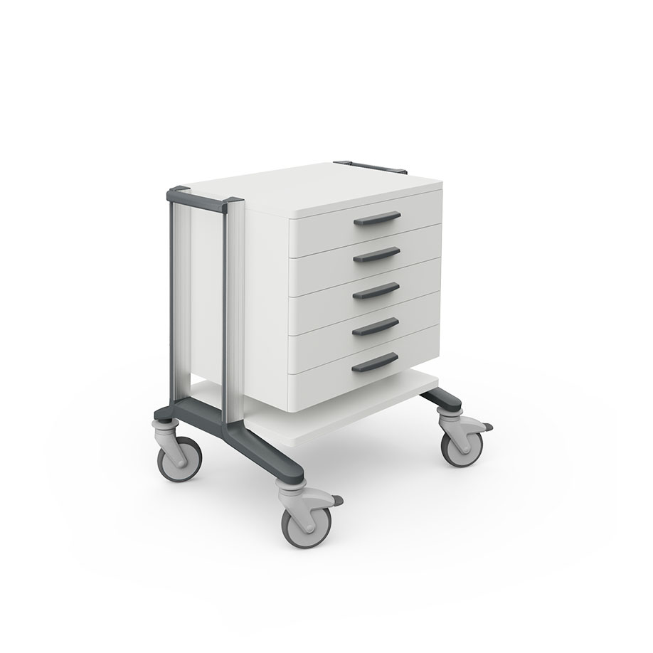 doppio 60 Narkosewagen, weiß, mit 2 Ab-