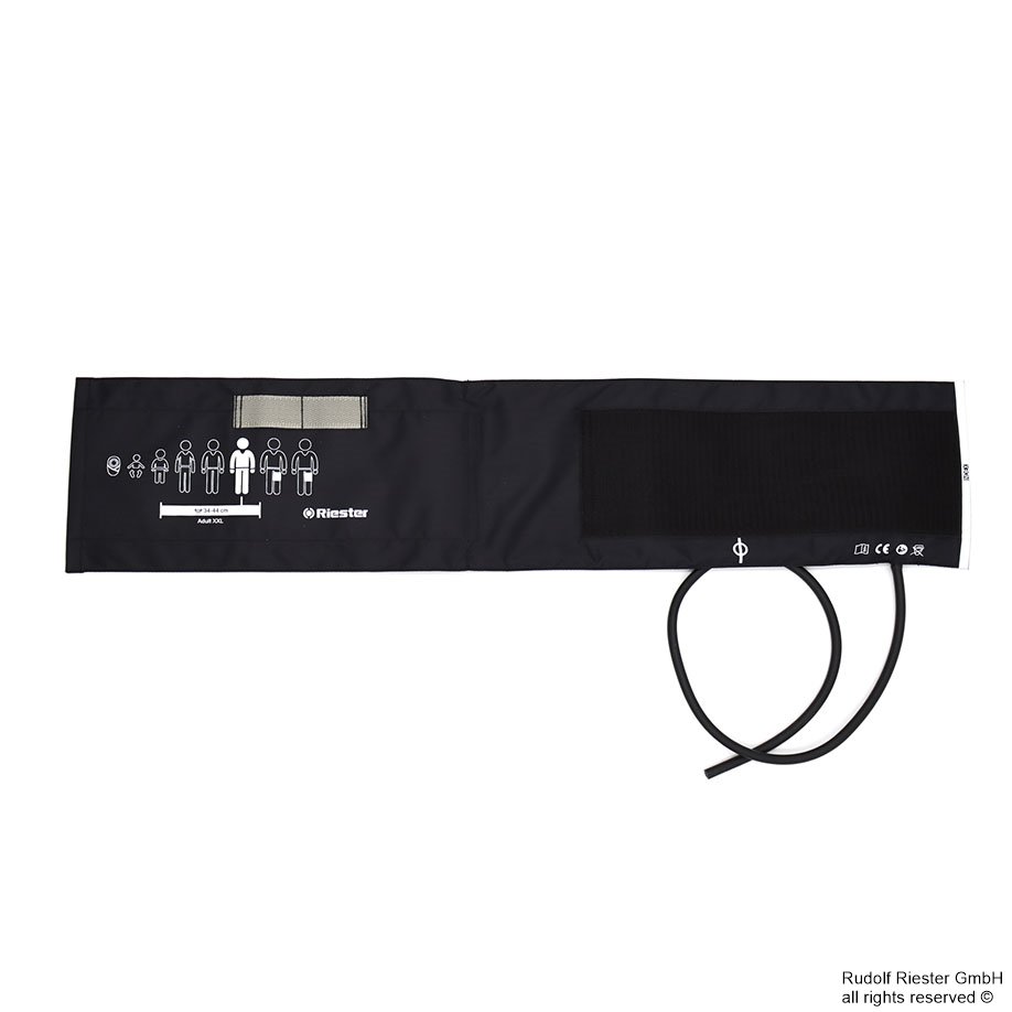 Klettenmanschette Erwachsene starke Arme 70 x 15 cm, 1-Schlauch, schwarz