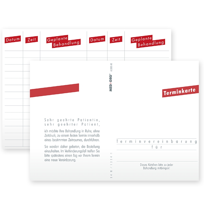 Terminkarten blanko für alle Fachgruppen (500 Stck.)