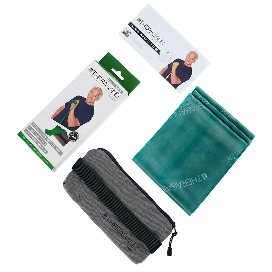 TheraBand 2,5 m, grün/stark, inkl. Türanker-Tasche mit Übungsanleitung