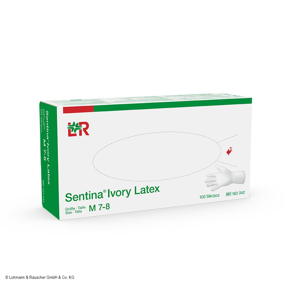 Sentina Ivory U-Handschuhe PF Latex, unsteril Gr. M (100 Stck.)