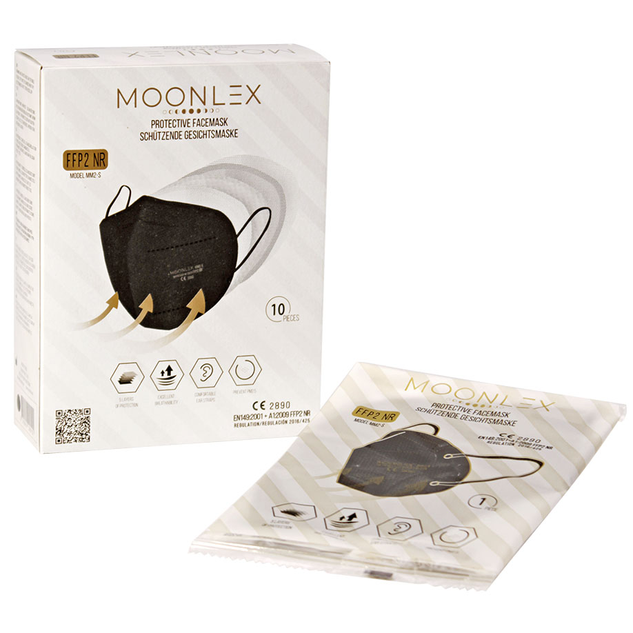 MOONLEX FFP2 Masken, schwarz (10 Stck.)
