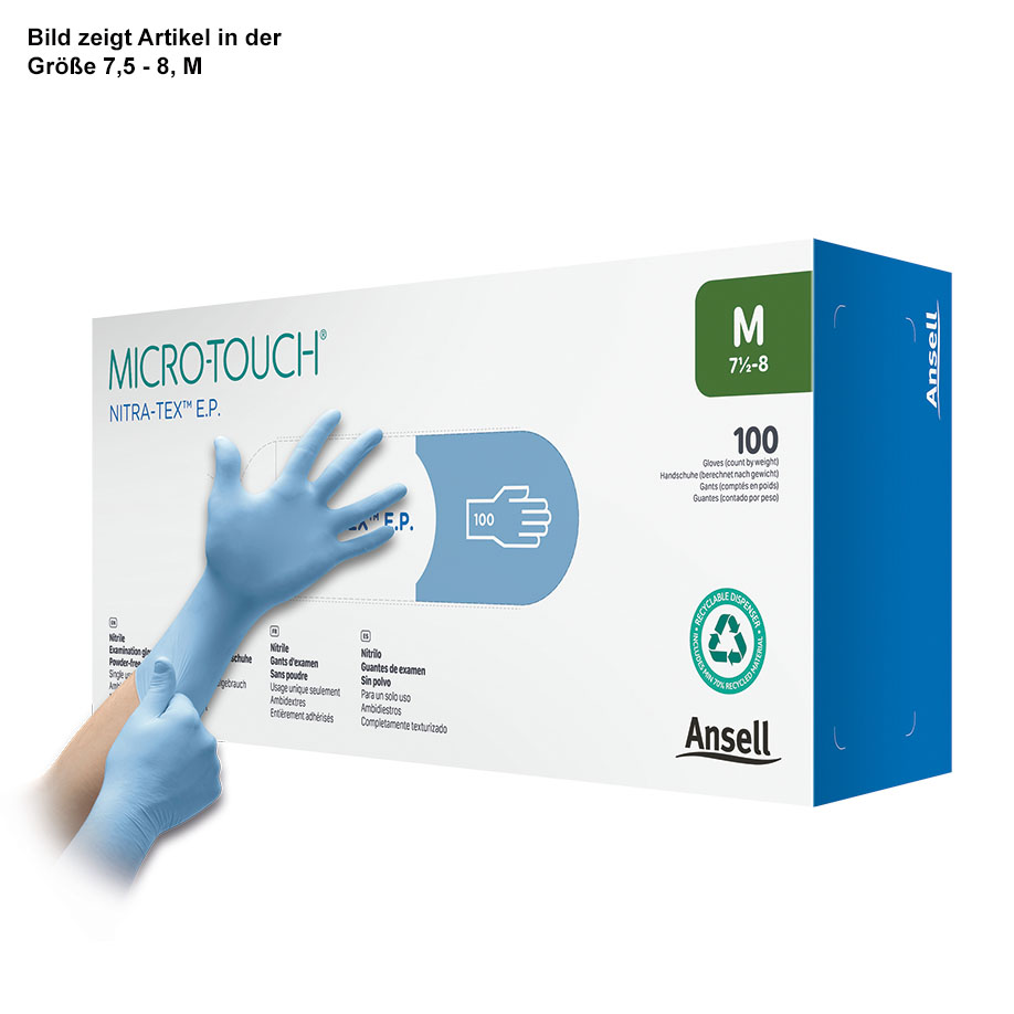 Micro-Touch Nitra-Tex EP med. U.-Handschuhe unsteril, Gr. 7,5 - 8, M (100 Stck)